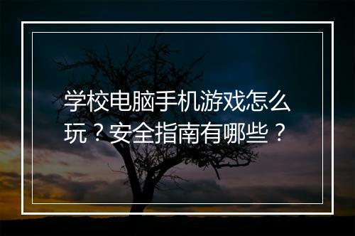 学校电脑手机游戏怎么玩？安全指南有哪些？