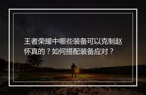 王者荣耀中哪些装备可以克制赵怀真的?如何搭配装备应对?