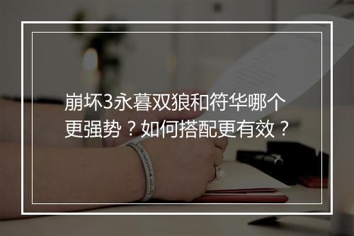 崩坏3永暮双狼和符华哪个更强势？如何搭配更有效？