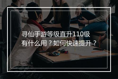 寻仙手游等级直升110级有什么用？如何快速提升？