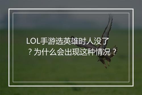 LOL手游选英雄时人没了？为什么会出现这种情况？