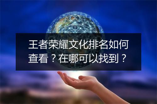 王者荣耀文化排名如何查看？在哪可以找到？