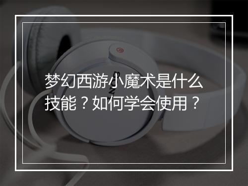 梦幻西游小魔术是什么技能?如何学会使用?