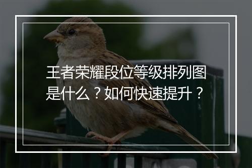 王者荣耀段位等级排列图是什么？如何快速提升？