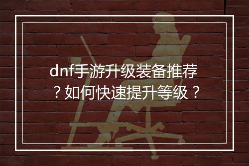 dnf手游升级装备推荐？如何快速提升等级？
