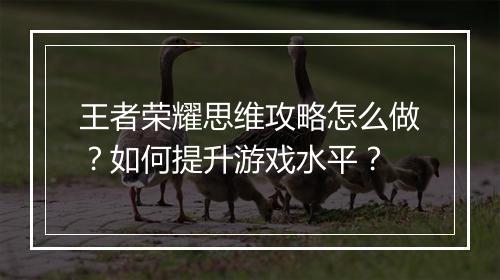 王者荣耀思维攻略怎么做？如何提升游戏水平？