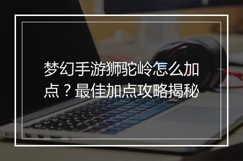 梦幻手游狮驼岭怎么加点？最佳加点攻略揭秘