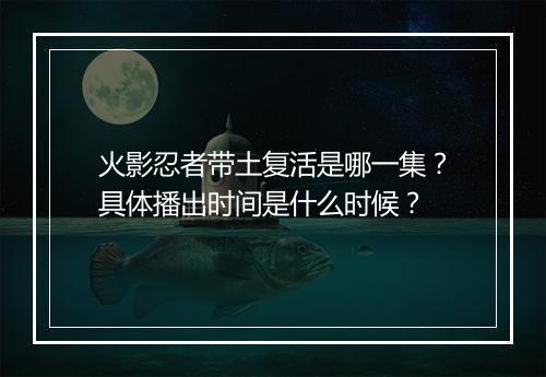 火影忍者带土复活是哪一集？具体播出时间是什么时候？