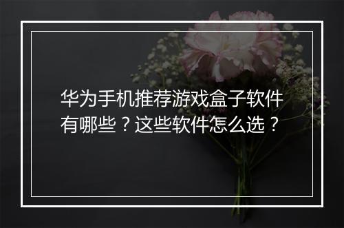 华为手机推荐游戏盒子软件有哪些？这些软件怎么选？