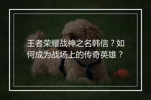 王者荣耀战神之名韩信？如何成为战场上的传奇英雄？