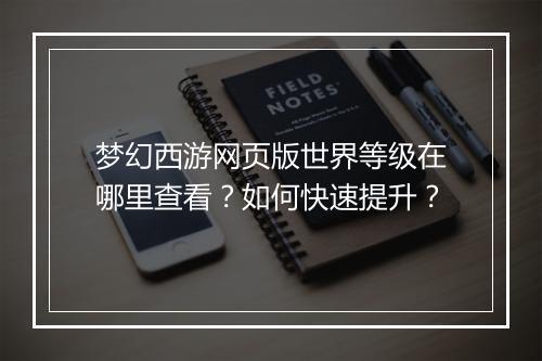 梦幻西游网页版世界等级在哪里查看?如何快速提升?
