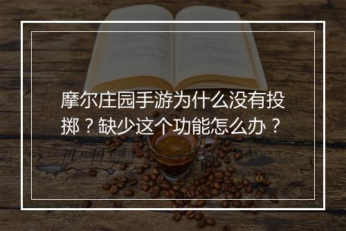 摩尔庄园手游为什么没有投掷？缺少这个功能怎么办？