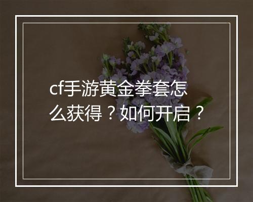 cf手游黄金拳套怎么获得?如何开启?