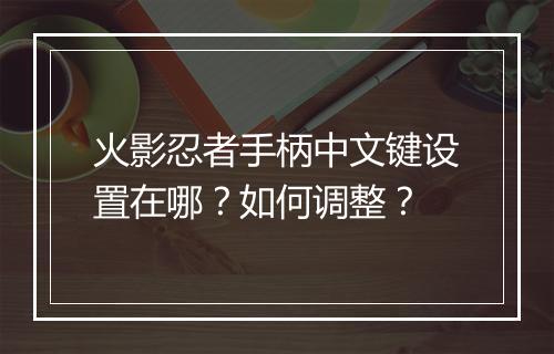 火影忍者手柄中文键设置在哪?如何调整?