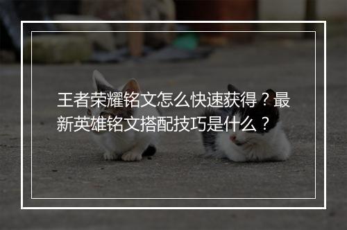 王者荣耀铭文怎么快速获得？最新英雄铭文搭配技巧是什么？