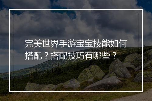 完美世界手游宝宝技能如何搭配？搭配技巧有哪些？