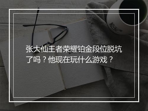 张大仙王者荣耀铂金段位脱坑了吗？他现在玩什么游戏？