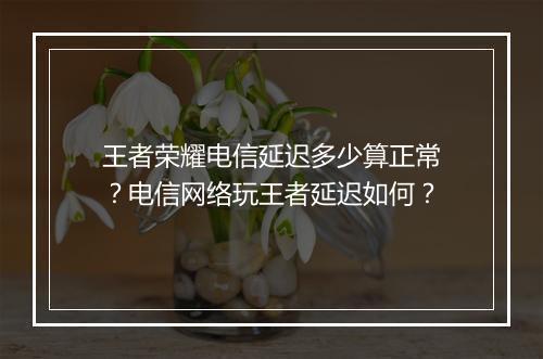 王者荣耀电信延迟多少算正常？电信网络玩王者延迟如何？