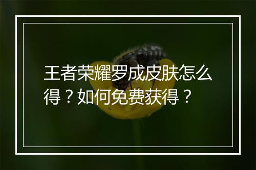 王者荣耀罗成皮肤怎么得？如何免费获得？