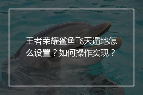 王者荣耀鲨鱼飞天遁地怎么设置？如何操作实现？
