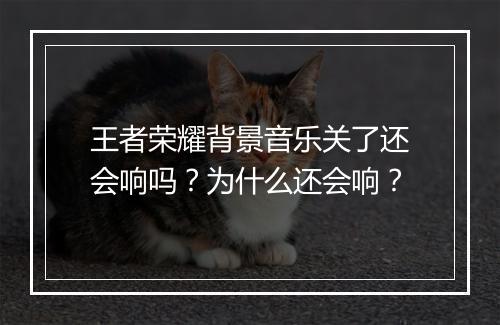 王者荣耀背景音乐关了还会响吗?为什么还会响?
