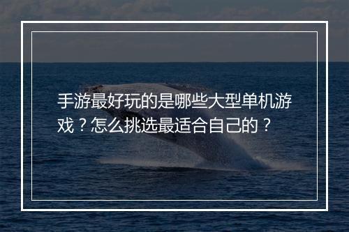 手游最好玩的是哪些大型单机游戏？怎么挑选最适合自己的？