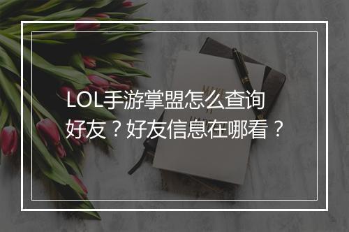 LOL手游掌盟怎么查询好友？好友信息在哪看？