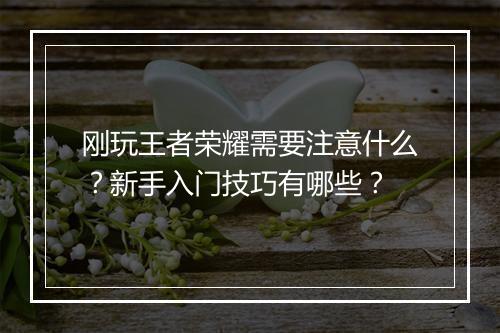 刚玩王者荣耀需要注意什么？新手入门技巧有哪些？