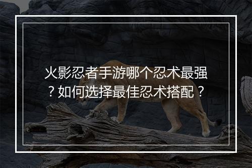 火影忍者手游哪个忍术最强?如何选择最佳忍术搭配?