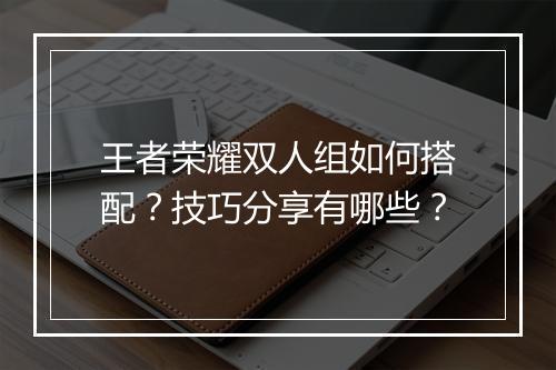 王者荣耀双人组如何搭配？技巧分享有哪些？