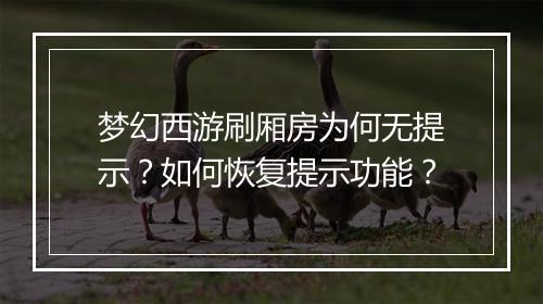 梦幻西游刷厢房为何无提示？如何恢复提示功能？