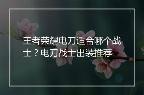 王者荣耀电刀适合哪个战士？电刀战士出装推荐