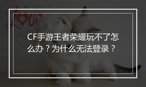 CF手游王者荣耀玩不了怎么办？为什么无法登录？
